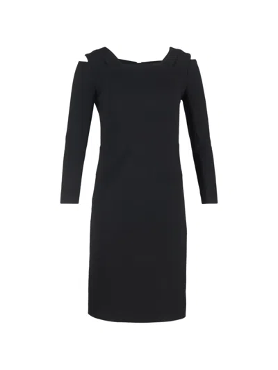 Pre-owned Roland Mouret Midi Square-neck Dress In Black