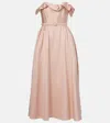 Roland Mouret Strapless Ruffle Drape Midi Dress In Beige