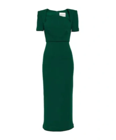 Roland Mouret Moon Wool Midi Dress In Green