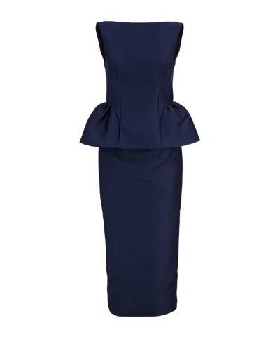 Roland Mouret Navy Sleeveless Peplum Column Midi Dress In Blue