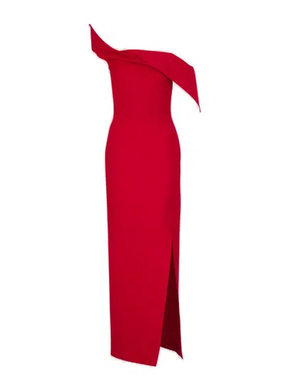 Roland Mouret Wool-silk Maxi Dress In Red