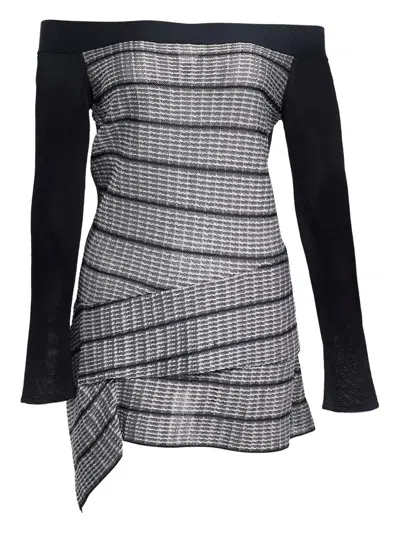 Pre-owned Roland Mouret Off-shoulder Knitted Top In Black