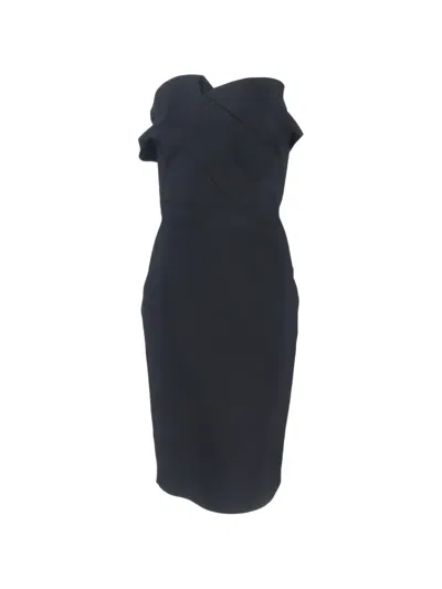 Pre-owned Roland Mouret Off-shoulder Midi Dress In Black
