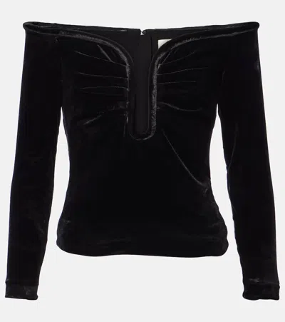 Roland Mouret Off-shoulder Velvet Top In Black