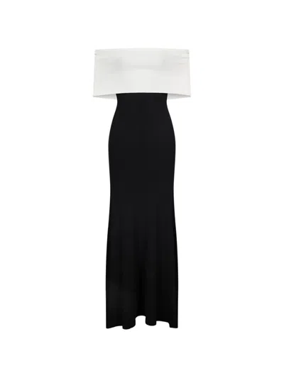 Roland Mouret Off-shoulder Colour-block Maxi Dress In Black