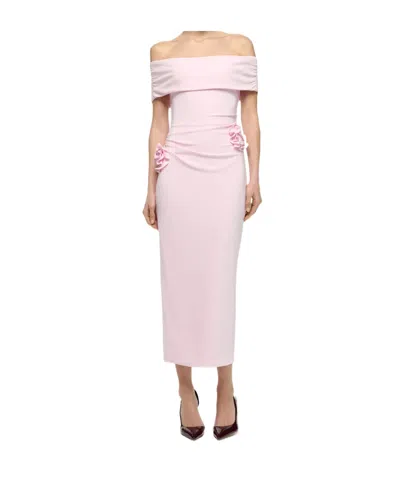 Roland Mouret Off-shoulder Ruffled Midi Dress In Pink