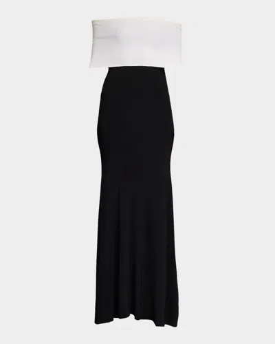Roland Mouret Off-the-shoulder Knit Trumpet Gown In Multi