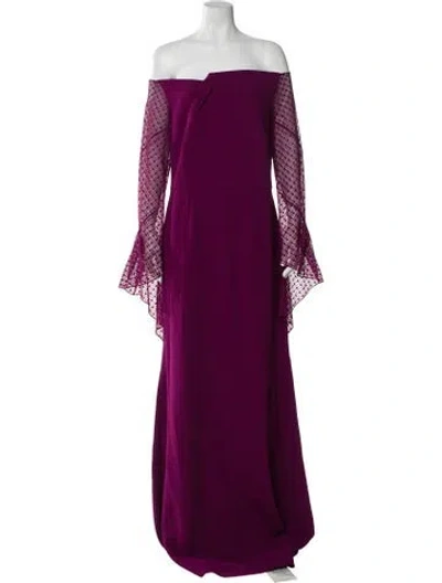 Pre-owned Roland Mouret Off-the-shoulder Long Dress W/ Tags In Purple