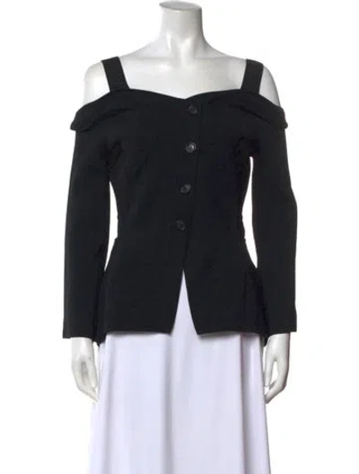 Pre-owned Roland Mouret Off-the-shoulder Long Sleeve Blouse In Black