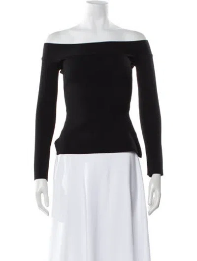 Pre-owned Roland Mouret Off-the-shoulder Long Sleeve Top In Gray