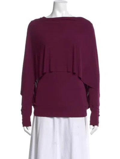 Pre-owned Roland Mouret Off-the-shoulder Long Sleeve Top In Purple