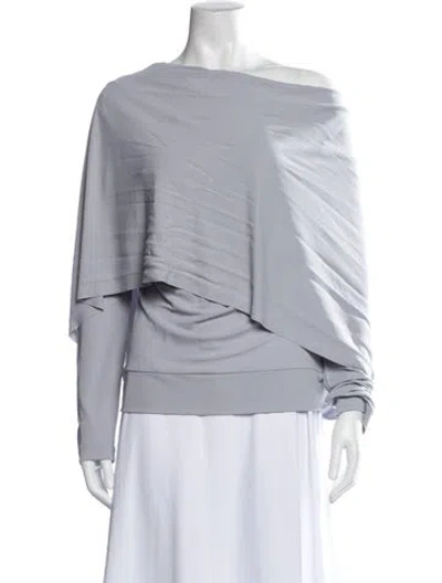 Pre-owned Roland Mouret Off-the-shoulder Long Sleeve Top W/ Tags In Gray