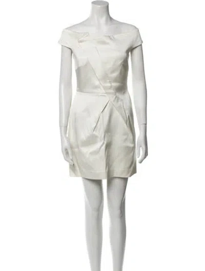 Pre-owned Roland Mouret Off-the-shoulder Mini Dress In Neutral