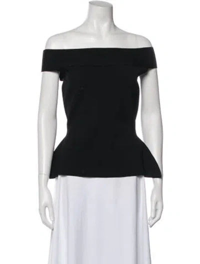Pre-owned Roland Mouret Off-the-shoulder Short Sleeve Top In Black