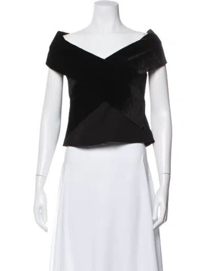 Pre-owned Roland Mouret Off-the-shoulder Short Sleeve Top In Black