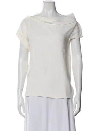 Pre-owned Roland Mouret Off-the-shoulder Short Sleeve Top In White