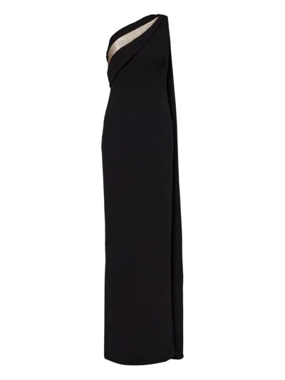 Roland Mouret One-shoulder Embellished Maxi Dress In Black