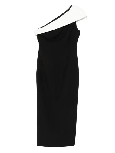 Roland Mouret One-shoulder Midi Dress In Black