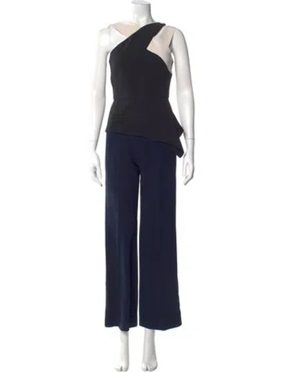 Pre-owned Roland Mouret One-shoulder Jumpsuit In Blue