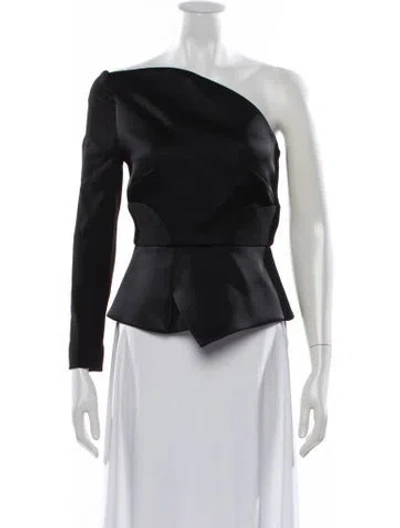 Pre-owned Roland Mouret One-shoulder Long Sleeve Top In Black