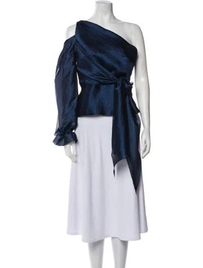 Pre-owned Roland Mouret One-shoulder Long Sleeve Top In Blue