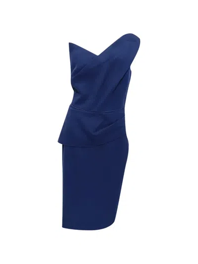Pre-owned Roland Mouret One-shoulder Midi Dress In Blue