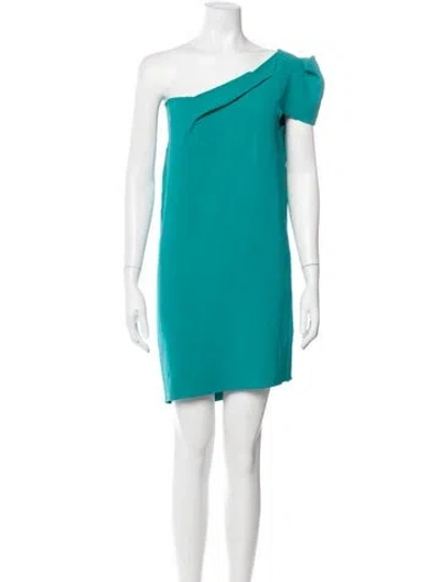 Pre-owned Roland Mouret One-shoulder Mini Dress In Green