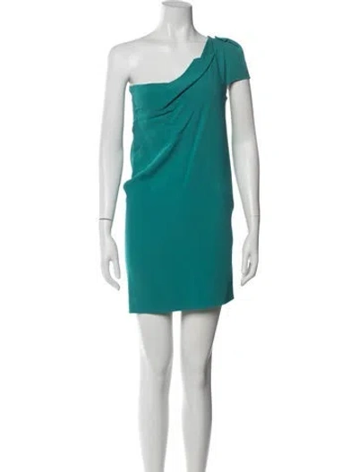 Pre-owned Roland Mouret One-shoulder Mini Dress In Green