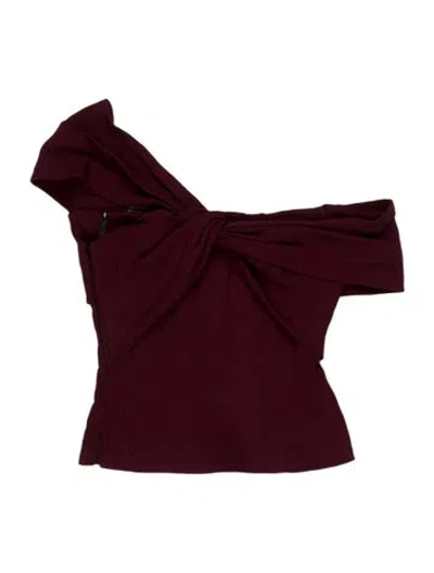 Pre-owned Roland Mouret One-shoulder Sleeveless Top In Burgundy