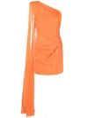 Roland Mouret Draped One-shoulder Silk Mini Dress In Orange