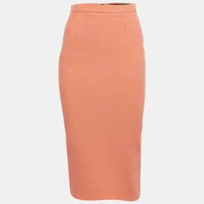 Pre-owned Roland Mouret Orange Wool Pencil Skirt M