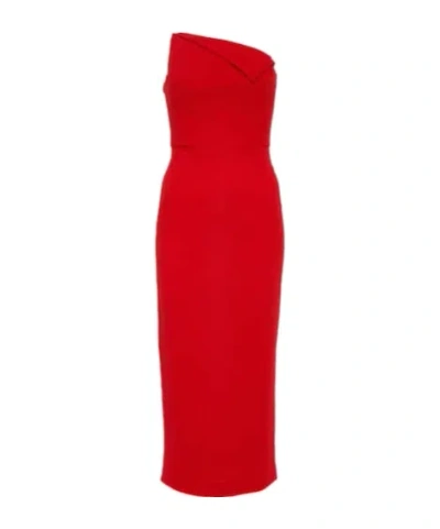 Roland Mouret Origami Wool Midi Dress In Red