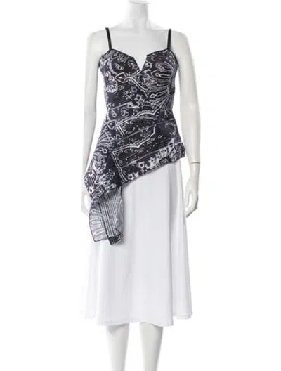 Pre-owned Roland Mouret Paisley Print V-neck Blouse In White