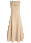 Roland Mouret Womens Dark Cream Panel Sleeveless Stretch-woven Midi Dress In Neutral