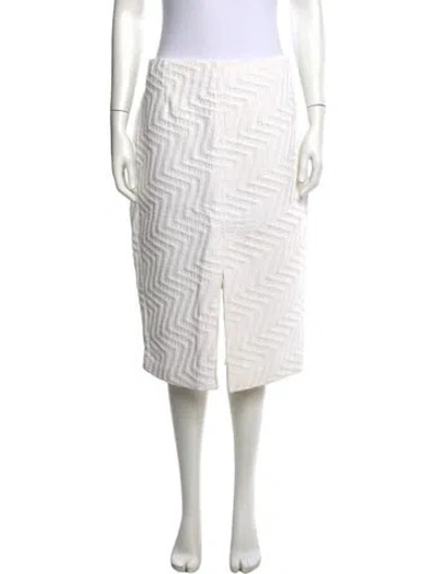 Pre-owned Roland Mouret Patterned Midi Length Skirt In White