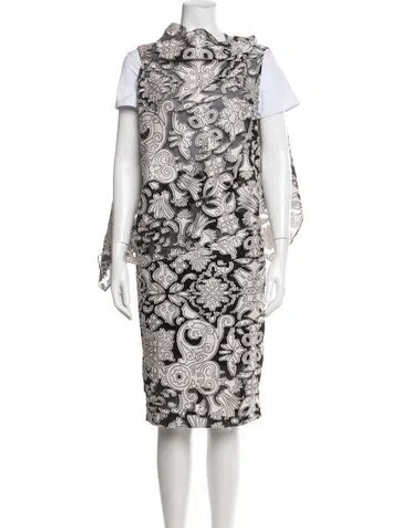 Pre-owned Roland Mouret Patterned Skirt Set In Gray