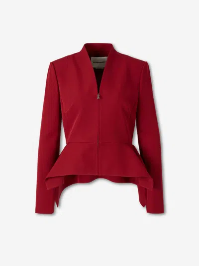 Roland Mouret Peplum Blazer In Red