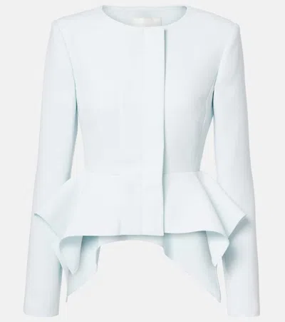 Roland Mouret Peplum Crêpe Blazer In Blue