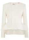 Roland Mouret Peplum Crepe Jacket In Cream