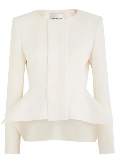 Roland Mouret Peplum Crepe Jacket In Cream