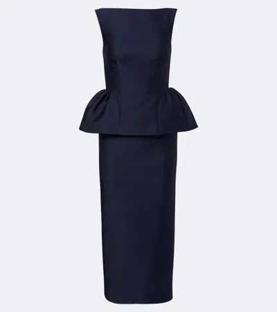 Roland Mouret Peplum Taffeta Cocktail Dress In Blue