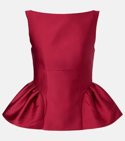 Roland Mouret Peplum Taffeta Top In Pink