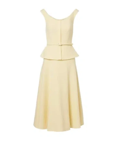 Roland Mouret Peplum Wool Crepe Midi Dress In Yellow
