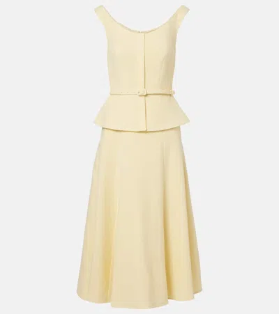 Roland Mouret Peplum Wool Crêpe Midi Dress In Yellow