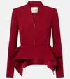 Roland Mouret Peplum Zip-up Boucle Jacket In Red