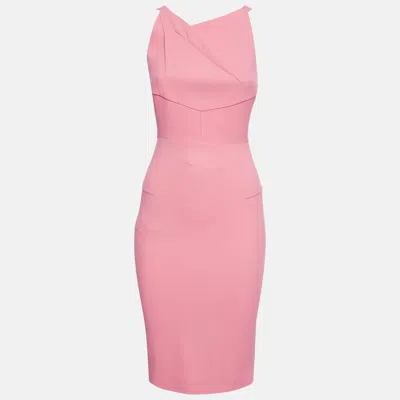 Pre-owned Roland Mouret Pink Crepe Cut-out Back Midi Dress S