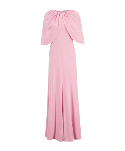 Roland Mouret Gathered Cape Maxi Dress In Multi