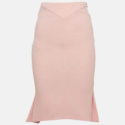 Pre-owned Roland Mouret Pink Wool Pleated Pencil Skirt S