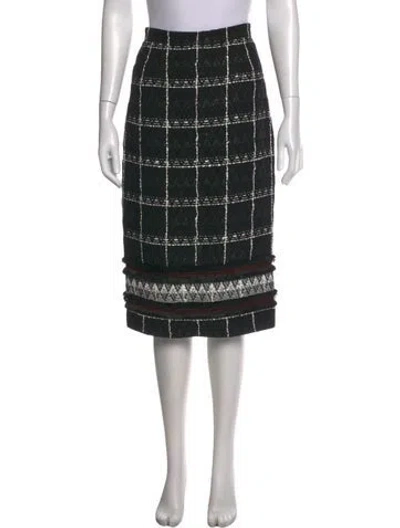 Pre-owned Roland Mouret Plaid Print Midi Length Skirt In Black