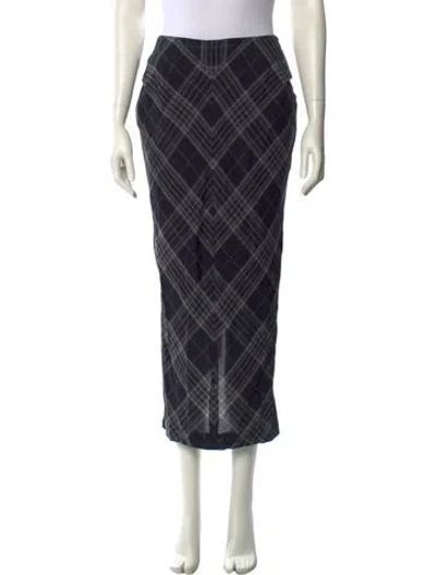 Pre-owned Roland Mouret Plaid Print Midi Length Skirt In Multi